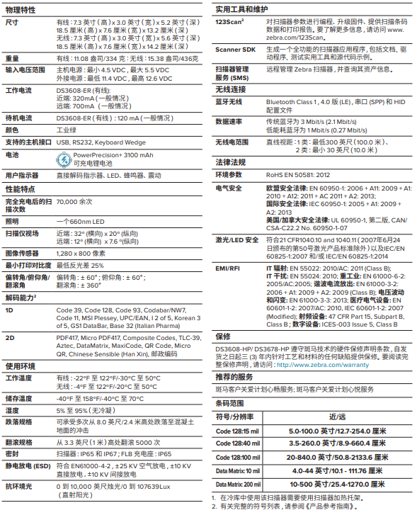 斑馬DS3608-ER/DS3678-ER遠(yuǎn)距離條碼掃描器